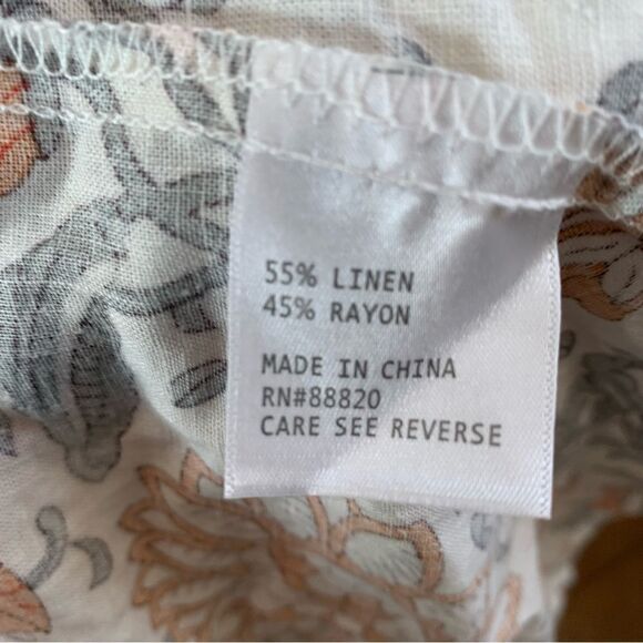 Rachel Zoe Button Down Linen Blend Blouse orange Rust Grey White - Picture 10 of 11